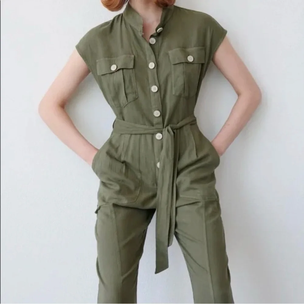 Zara Linen belted jumpsuit